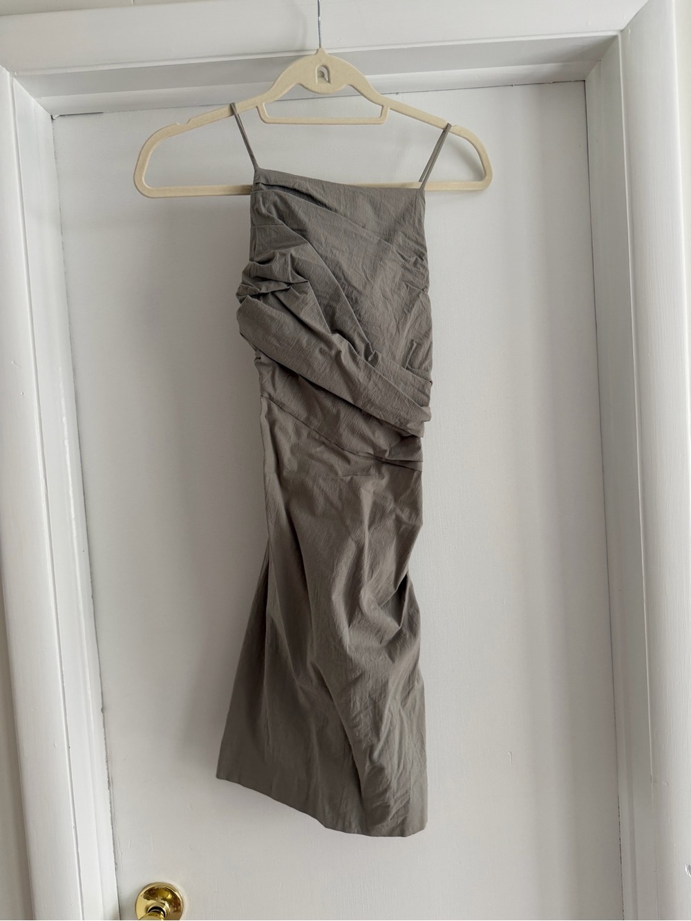 Zara Olive Green Ruched Mini Dress